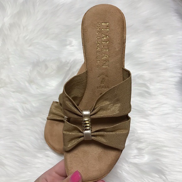 Sandales Compensees Italian Shoemakers Or Beige – Femme US 8.5